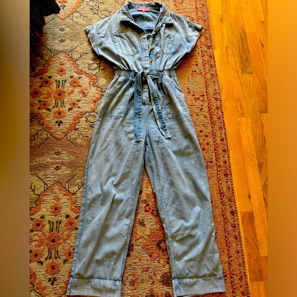 Faux denim jumpsuit